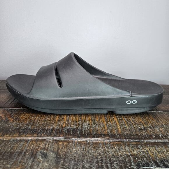 Oofos Ooahh Mens Size 12 Recovery Slip-On Comfort Flip Flops Sandals Black - Picture 7 of 11